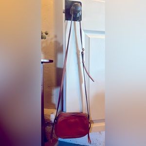 Banana Republic brown leather double zip cross body